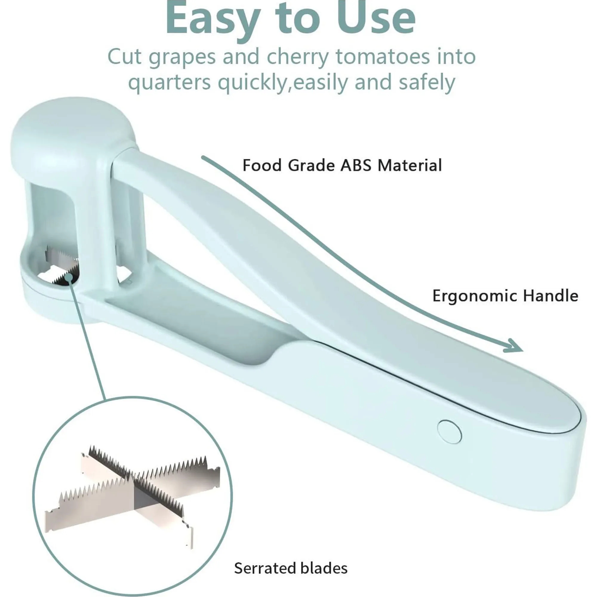 Quick Cut Grape Slicer With Ergonomic Handle Serrated Blades 6