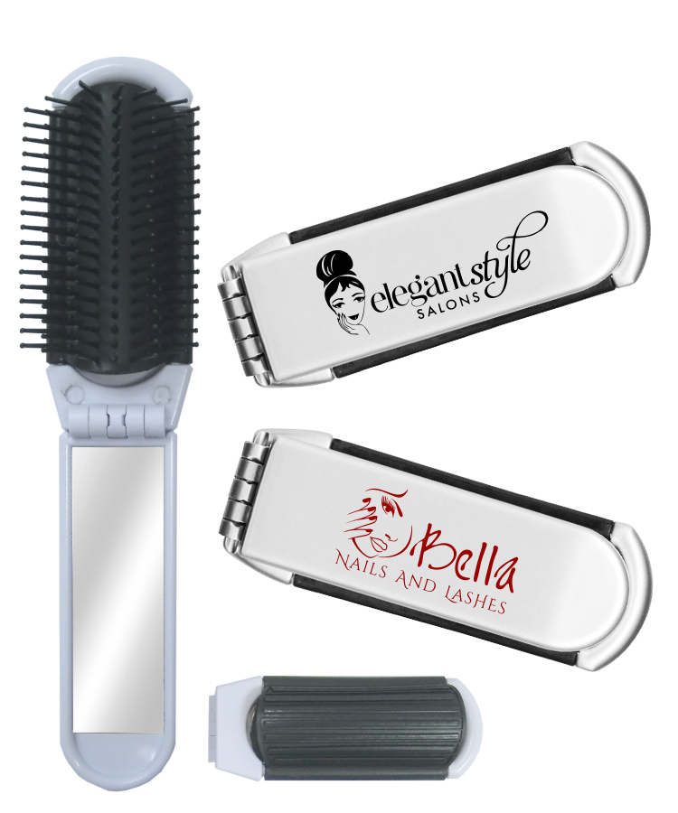 Folding Hair Brush & Mirror Set 1