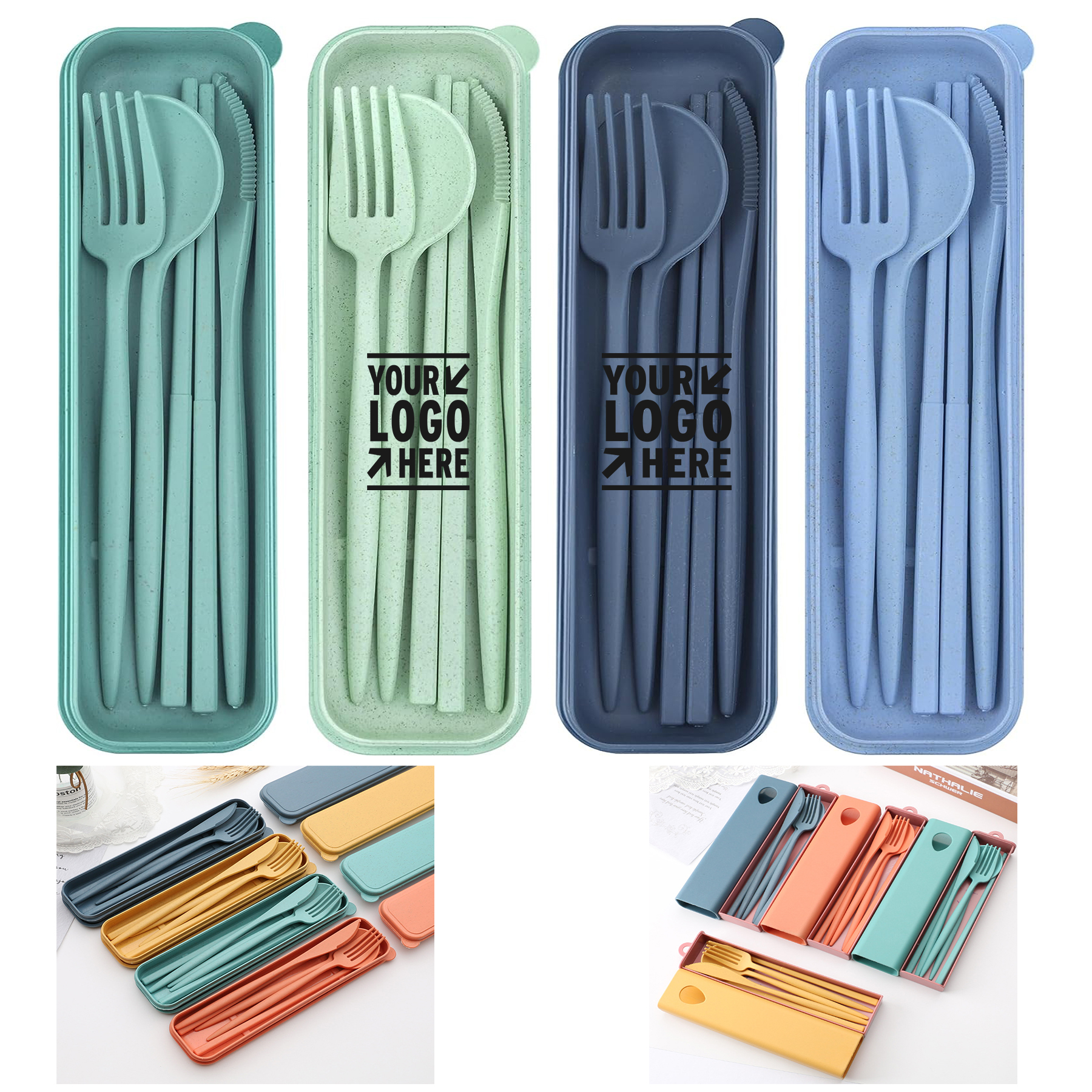 Portable Reusable Travel Utensil Lunch Box Accessory Case Set 2