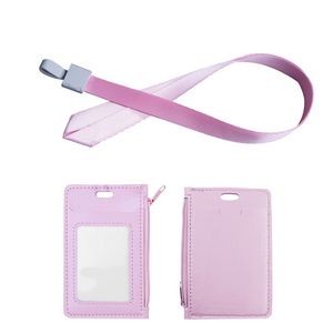 Stylish 1 Side Zipper PU Leather Card Case With Lanyard 17
