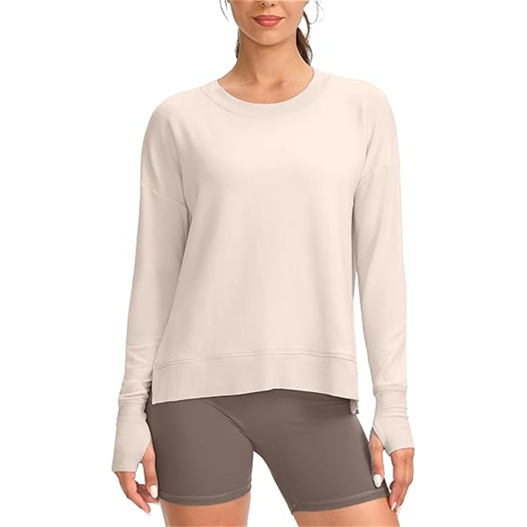 Womens' Side Slit Thumb Holes Yoga Shirt 16