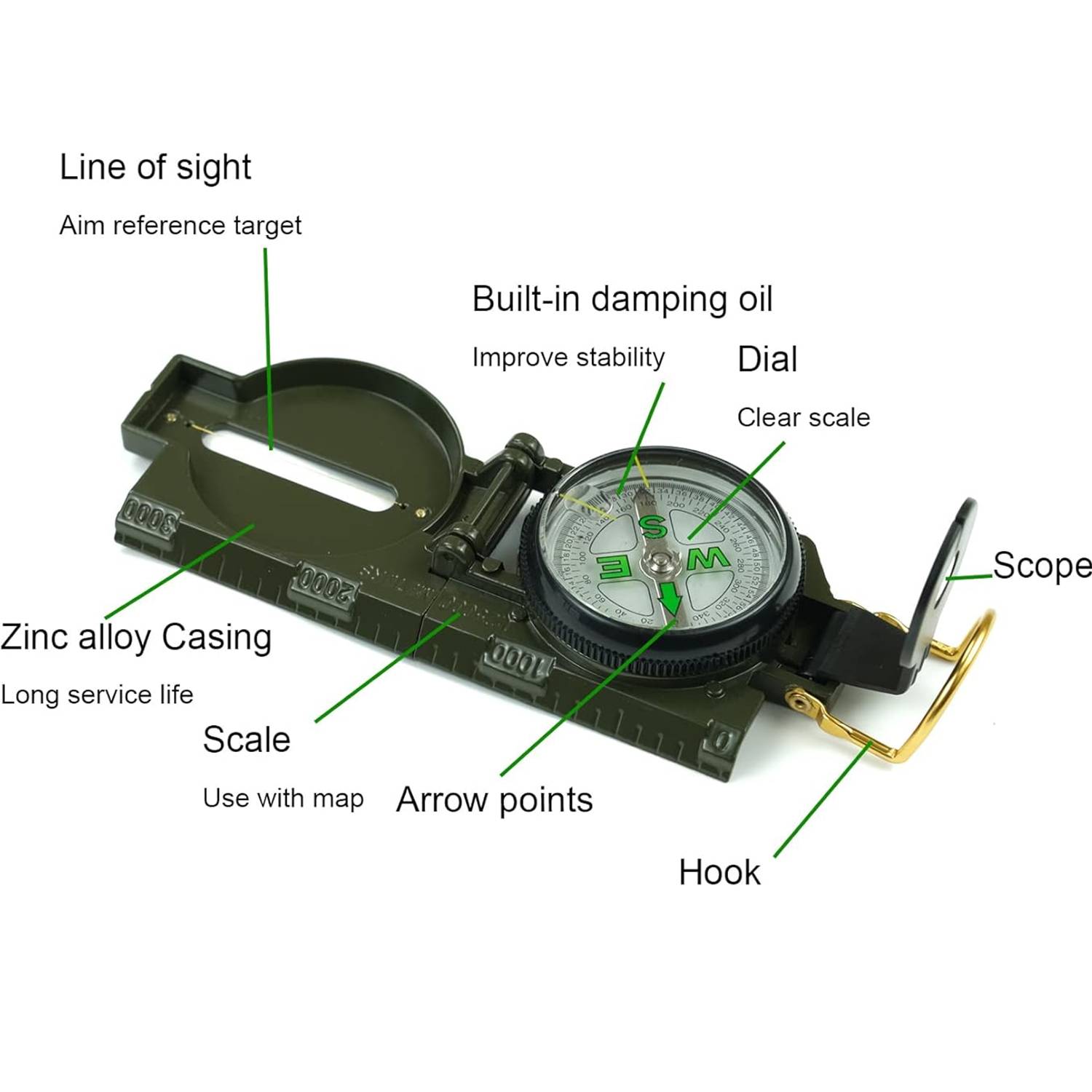 Outdoor Compass for Hunting Camping & Boy Scouts 3