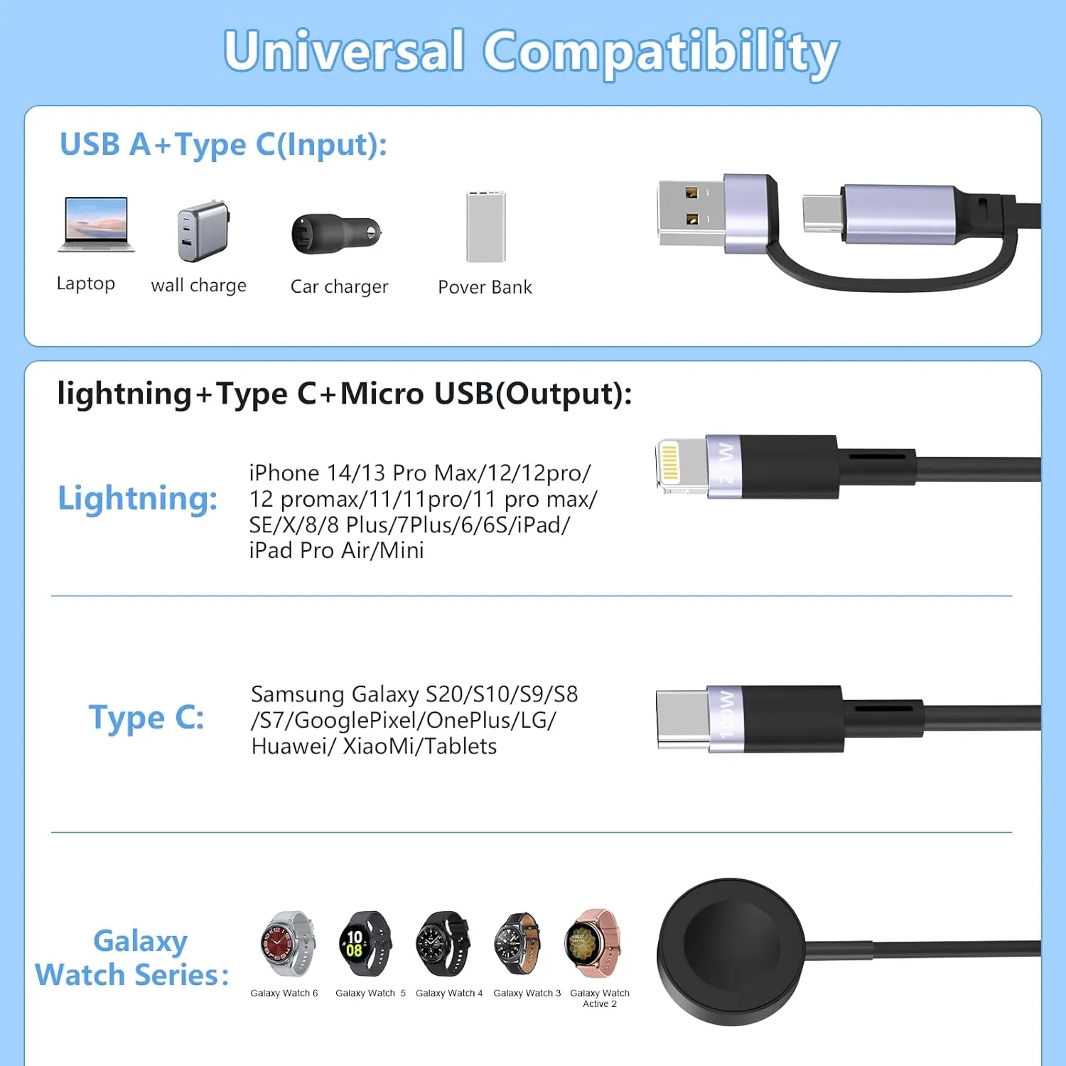 5 in 1 100W Multi Retractable Charging Cable 6