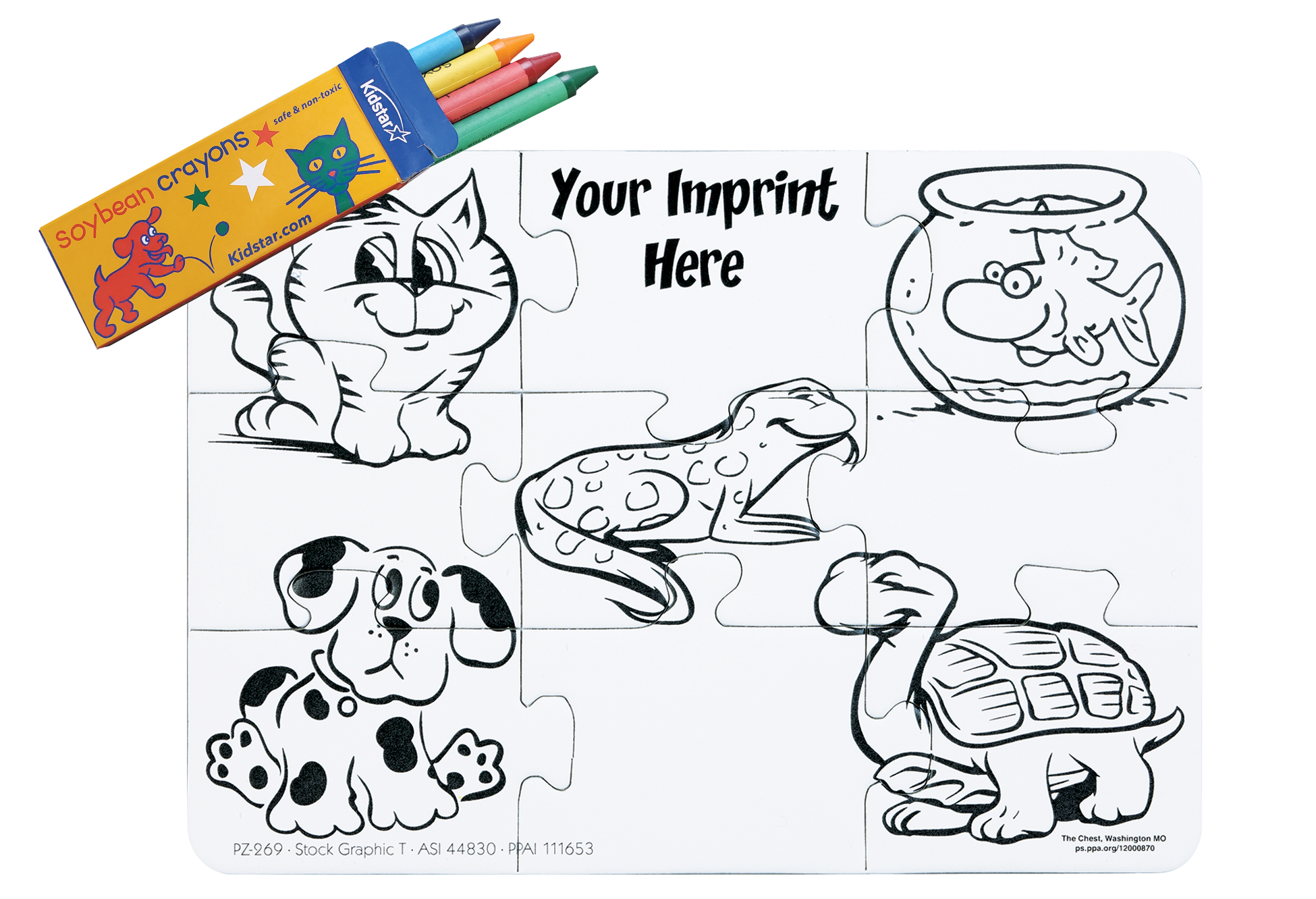 9 Pieces - 5" x 7" Coloring Puzzle - Pets/Animals 2