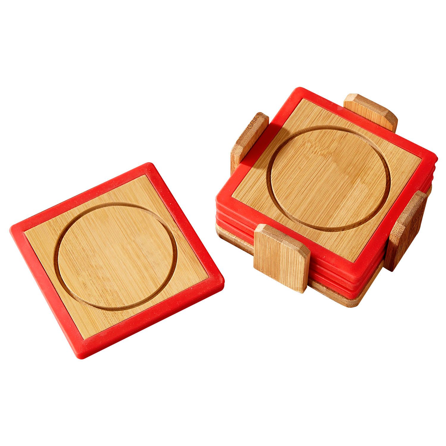 Bamboo and Silicone Coaster Set 1