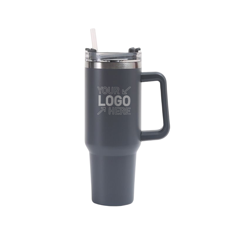 40 OZ Double Walls Stainless Steel Auto Tumbler With Straw And Handle 7