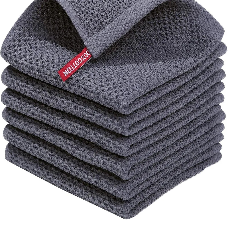 MOQ50 Reusable Cotton Waffle Weave Kitchen Dish Cloths 1