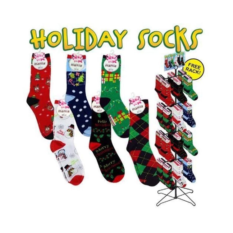 Christmas Crew Socks Display - Assorted 180 Piece 2