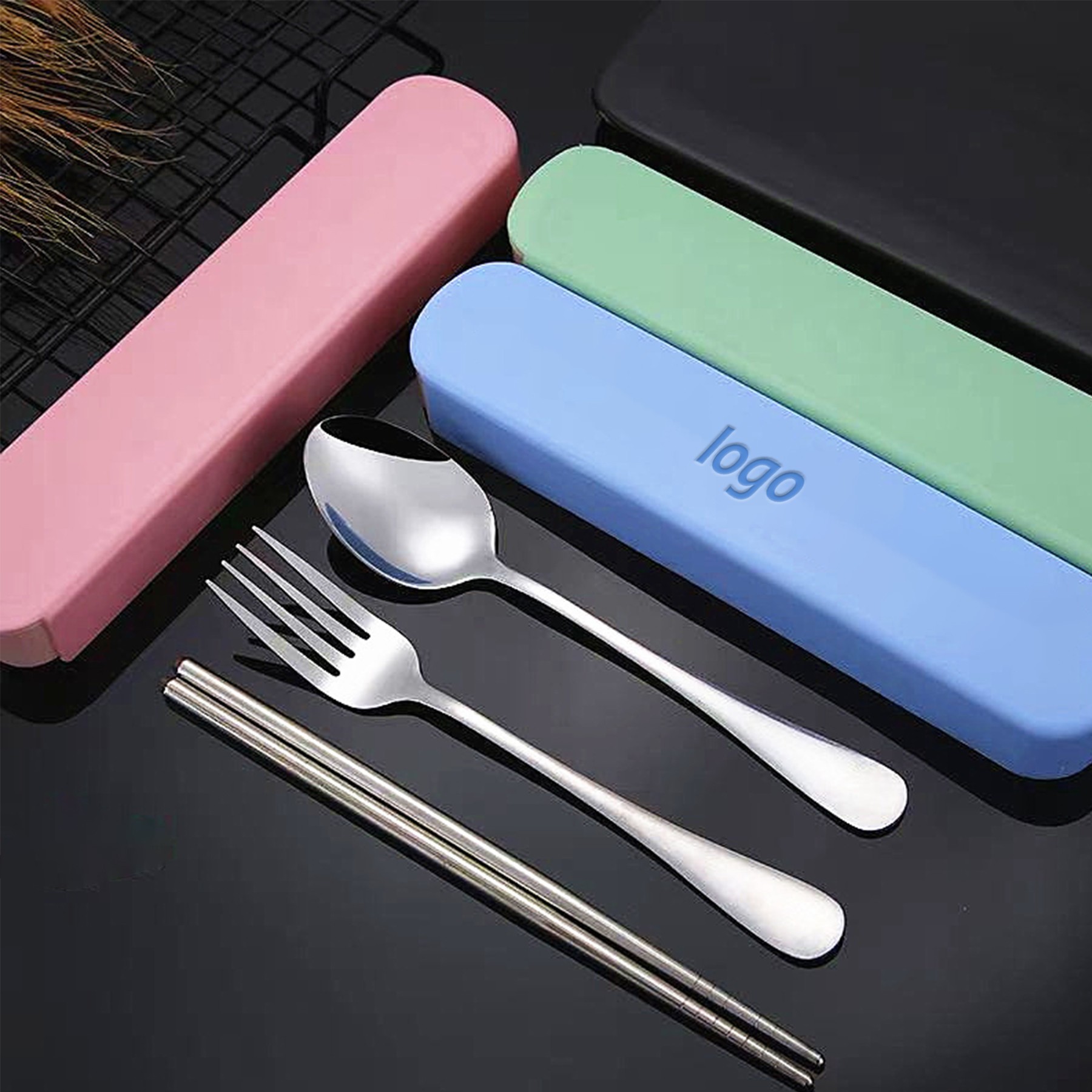 Polished Stainless Steel Three-Piece Tableware Set
