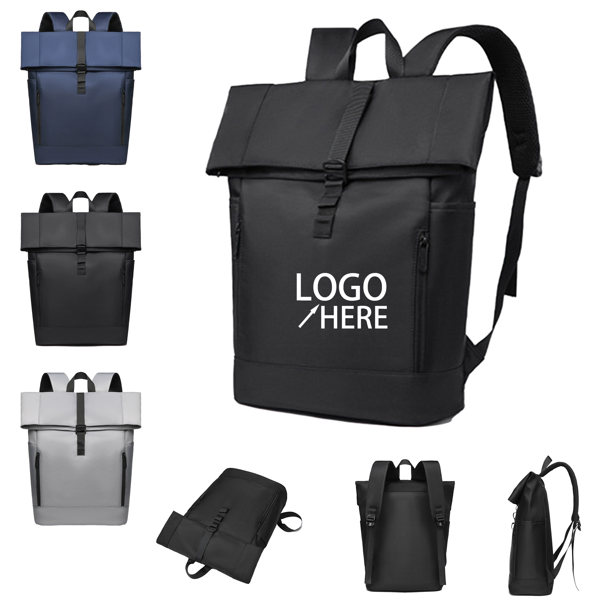 Nylon Roll-Top Backpack for Men 2