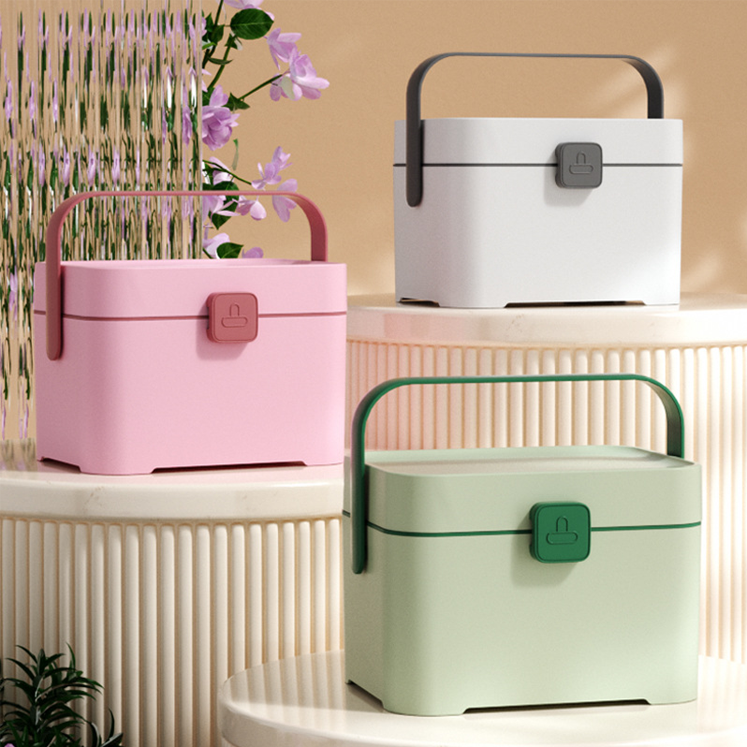 Plastic Two Layers Storage Box with Handle 6