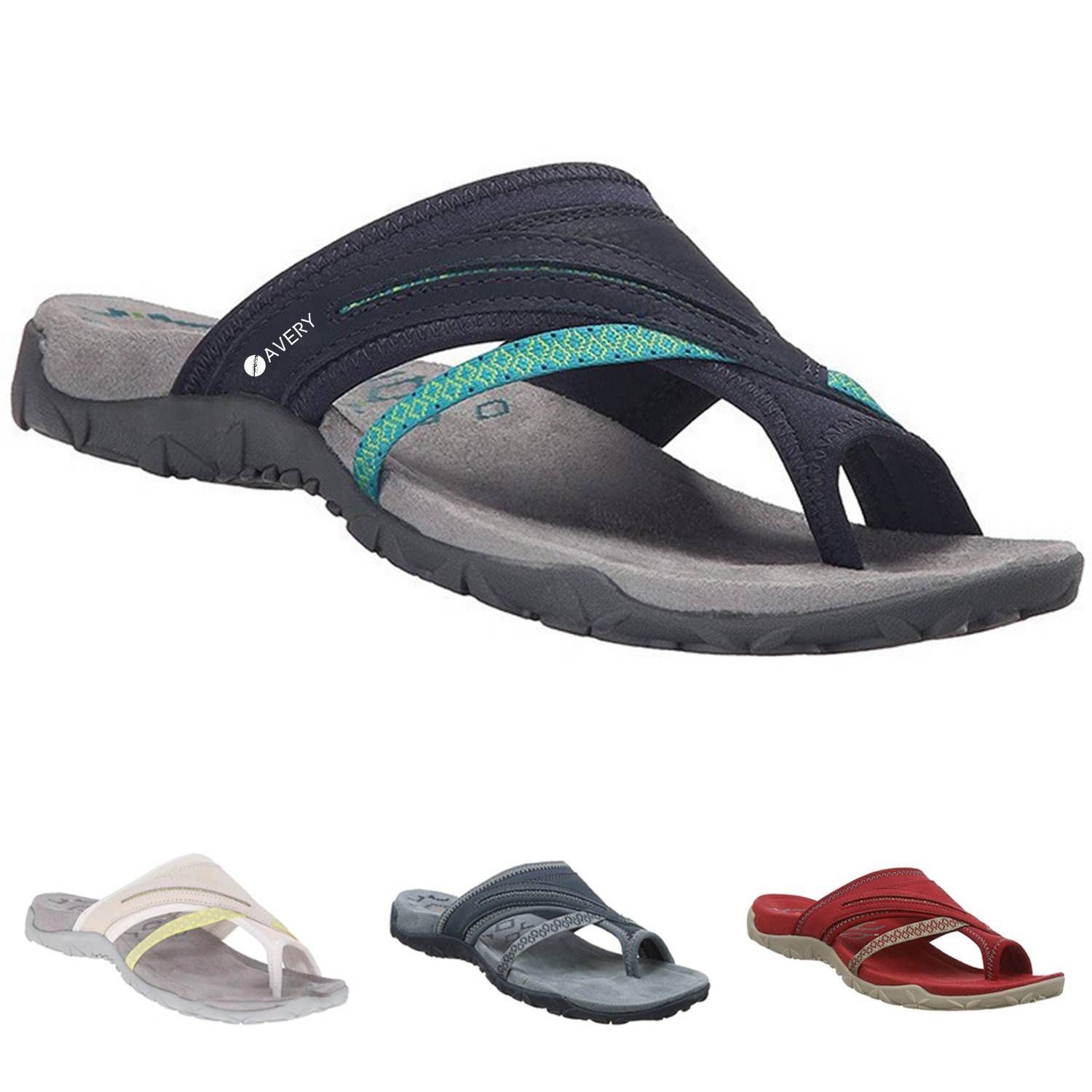 Leather Beach Flip Flops Rubber Cushion Sandals Slippers 12
