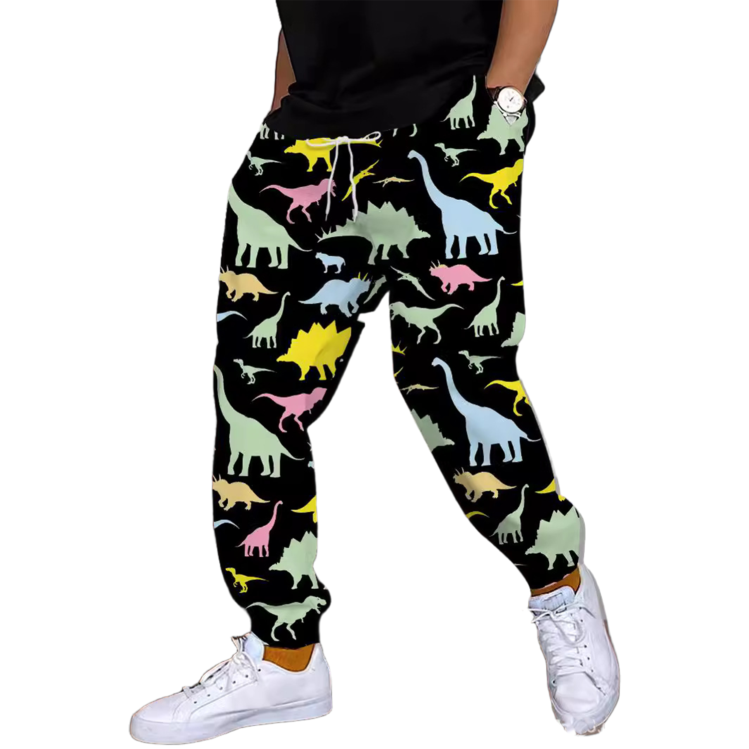 Men Sports Jogger 3D Printed Casual Pants w/ Drawstring 3