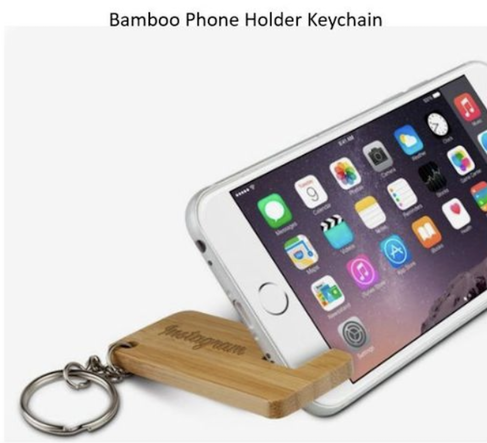 Bamboo Phone Holder Keychain 1