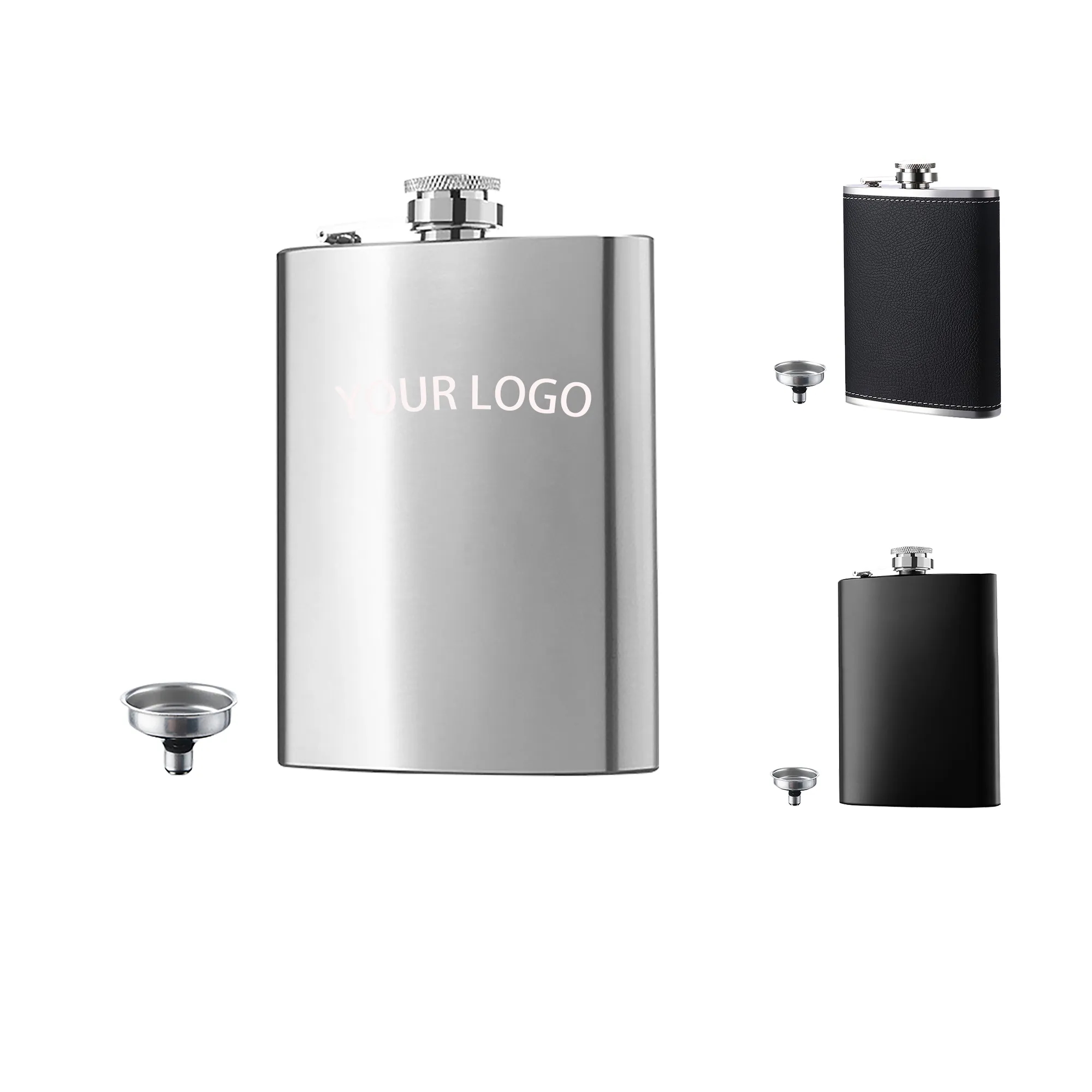 8Oz. Stainless Steel Hhip Flask Wine Bottle, custom water bottle with logo imprint 2