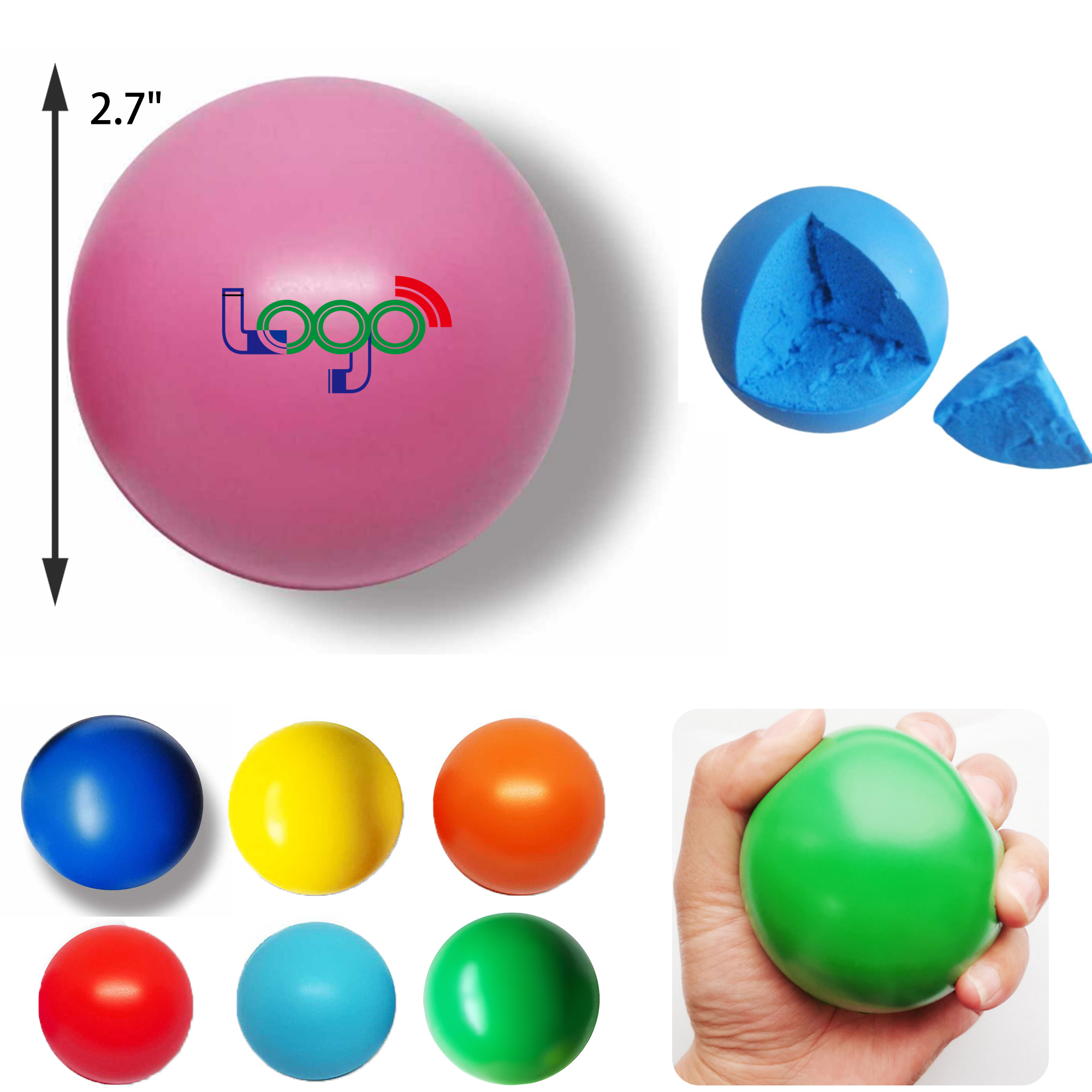 MOQ 50 PCS Handy 2.7 In Stress Relief Grip Ball 4