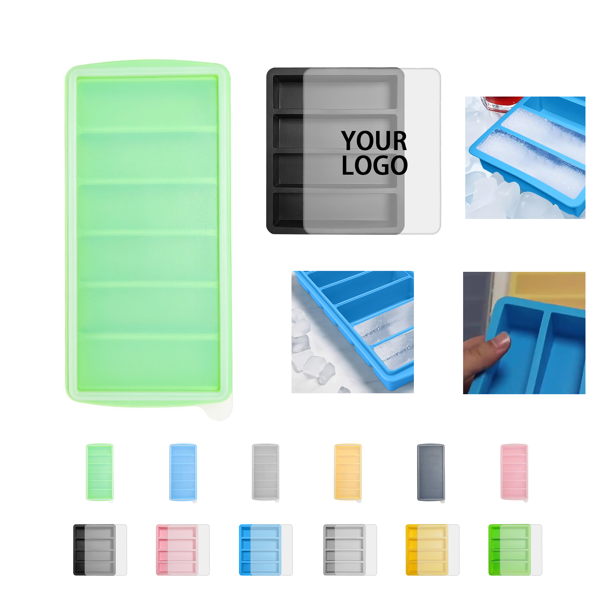 Integrated Silicone Ice Tray One Piece Mold 9.7" X 4.6" X 1.6" 15