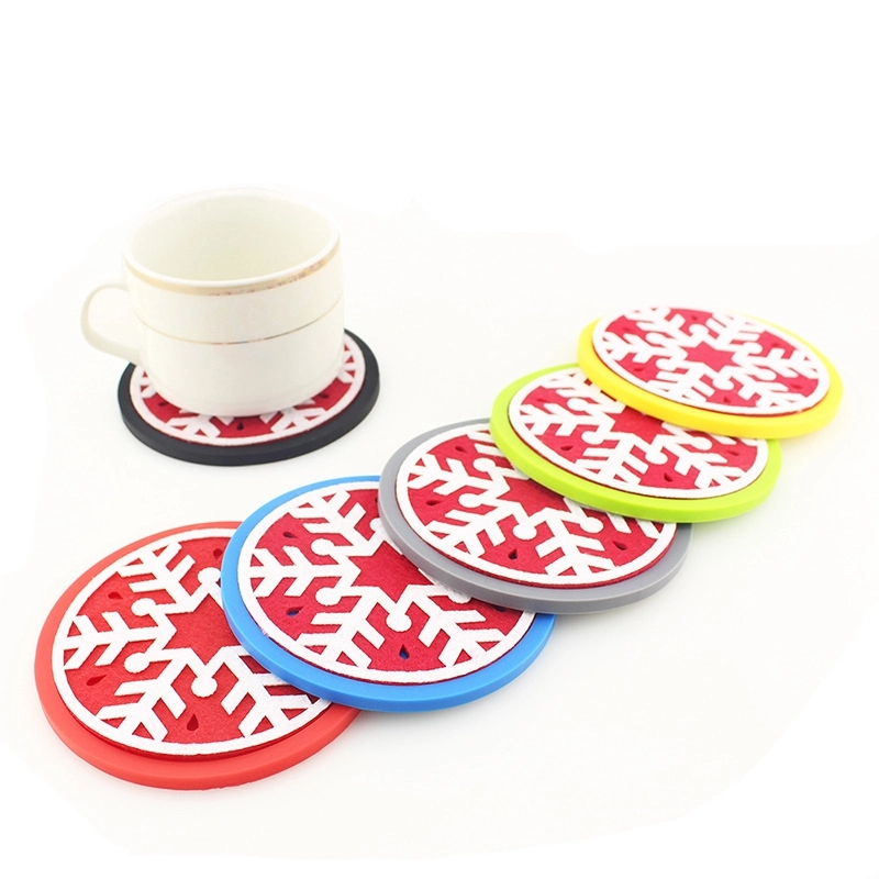 Christmas Round Silicone Coaster Set 6
