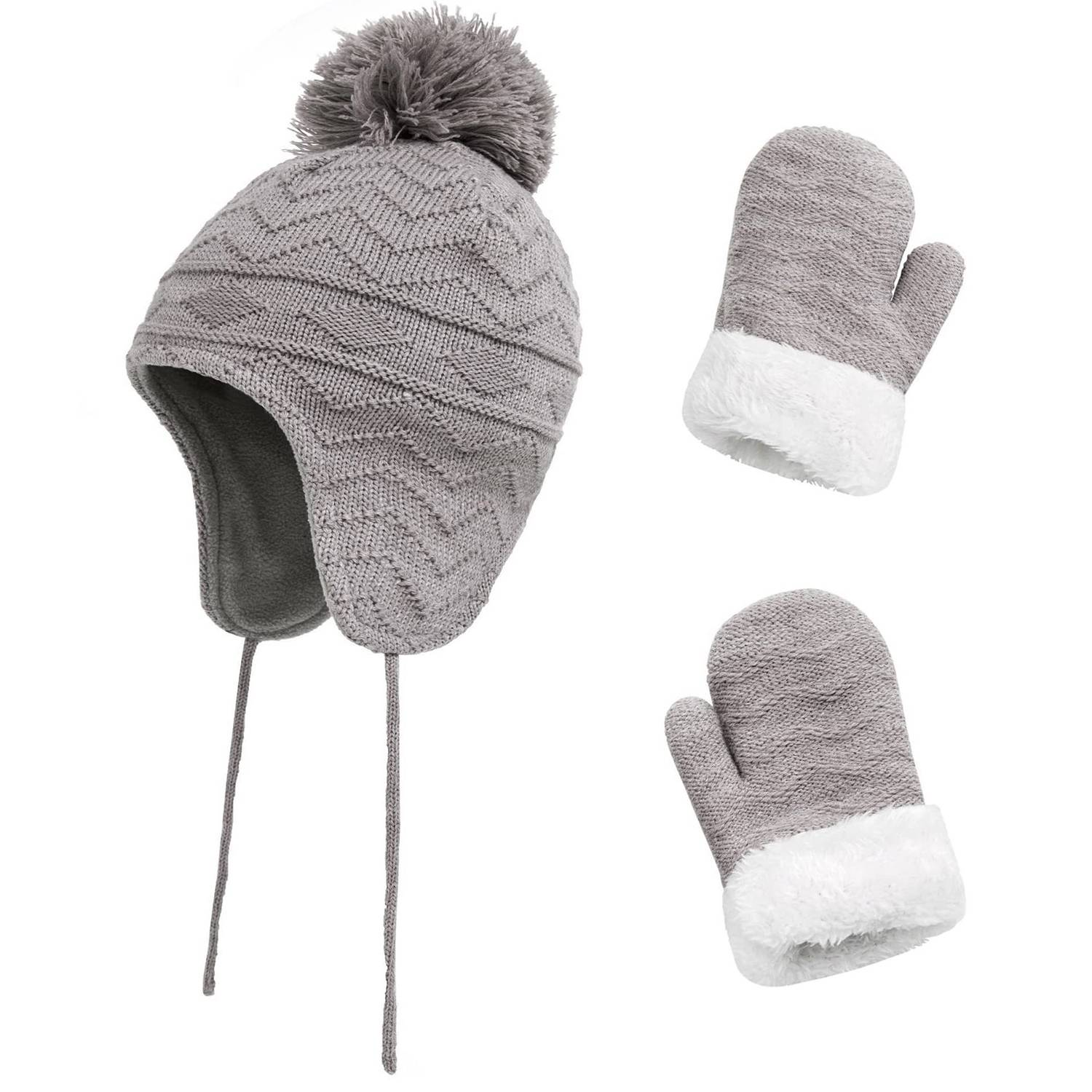 Soft Acrylic Toddler Winter Hat Mittens Set 7