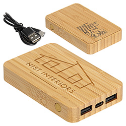 FSC® Bamboo 5000mAh Dual Port Power Bank with Wireless Charger 6