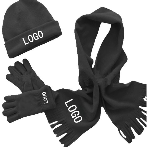 Polar Fleece 3 Piece Hat Scarf Glove Set 3