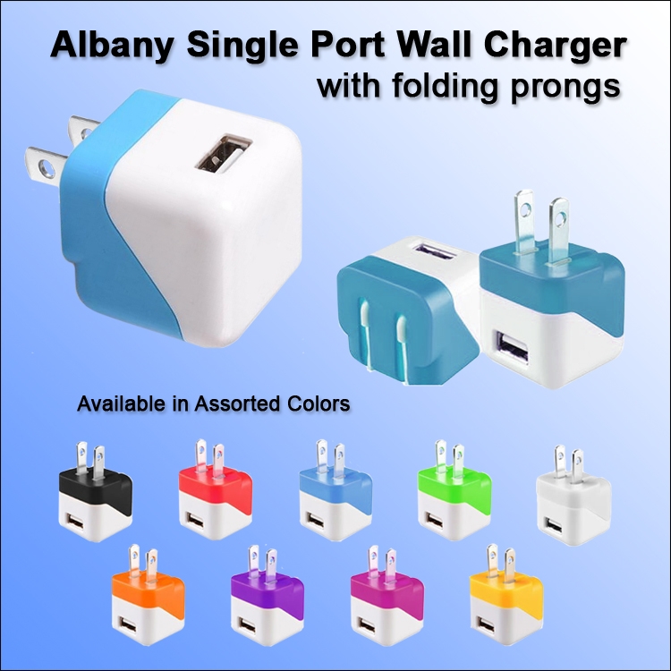 Albany Single Port Wall Charger with Folding Prongs