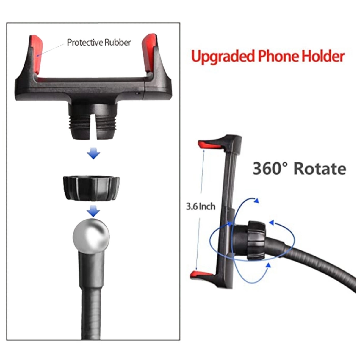Adjustable 360 Rotating LED Ring Light With Phone Holder 3