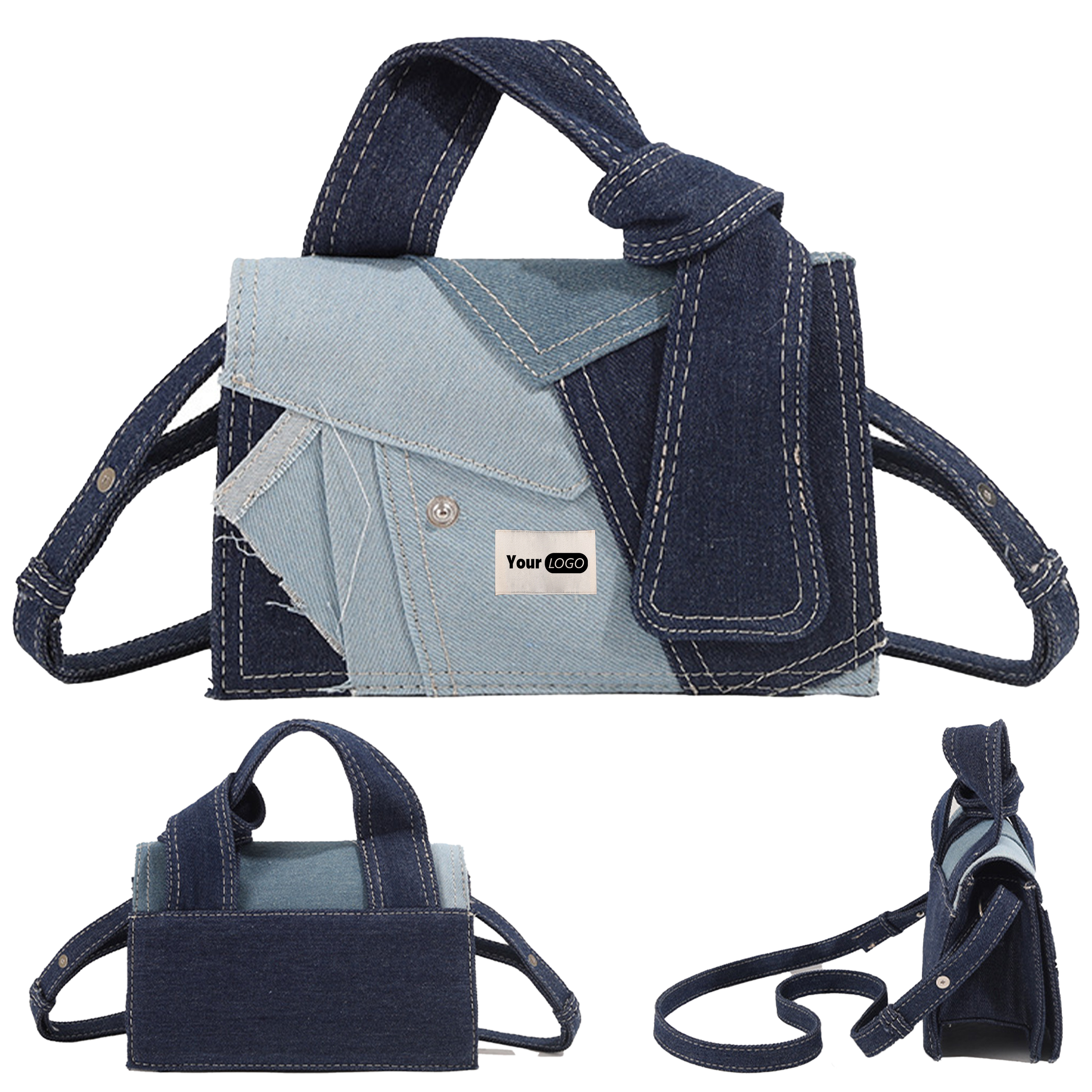 Denim Leisure Splicing Crossbody Bag 2