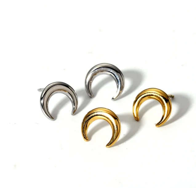 Moon and Star Shaped Titanium Stud Earrings Set 4