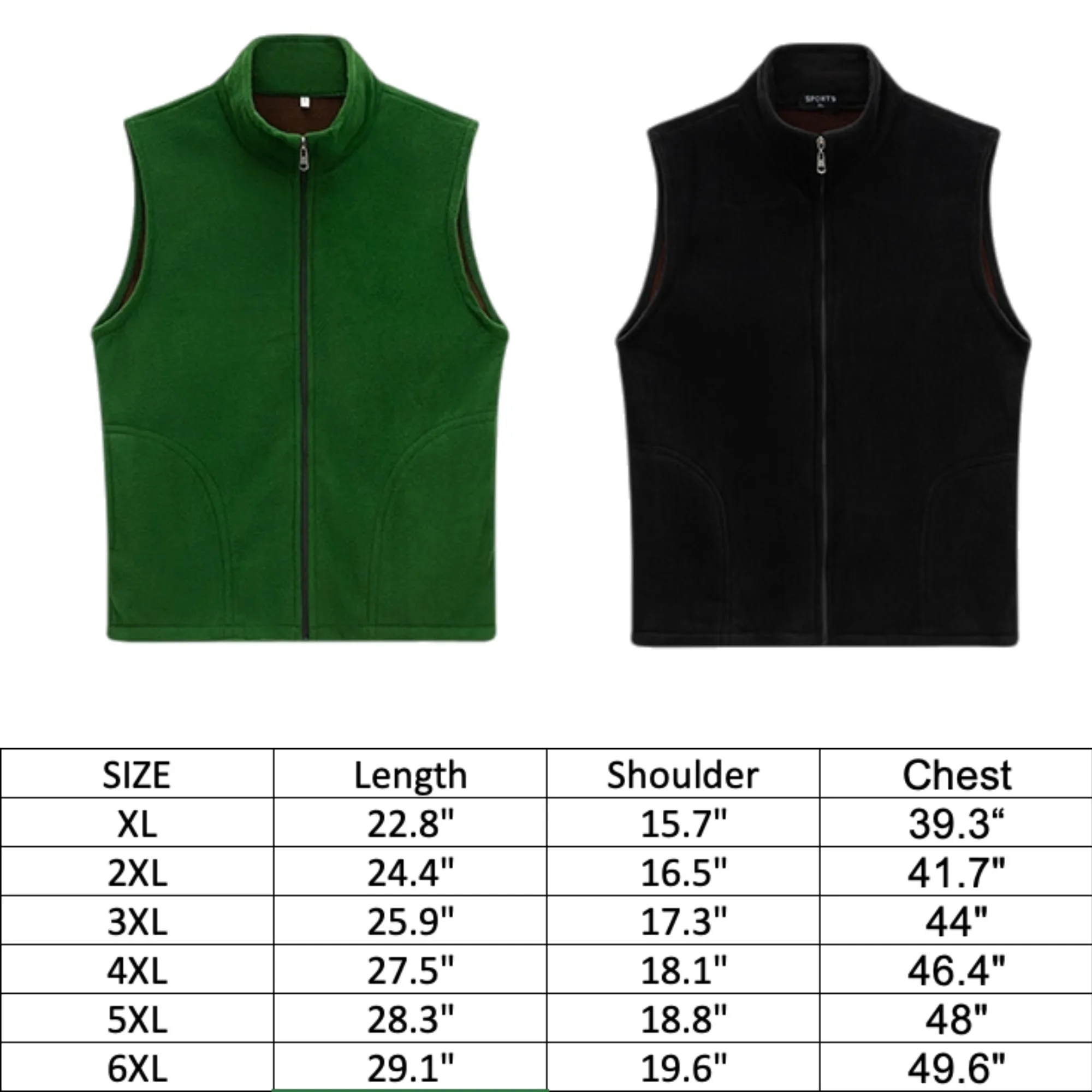 Unisex Full Zip Fleece Lined Vest Winter Sleeveless Gilet 3