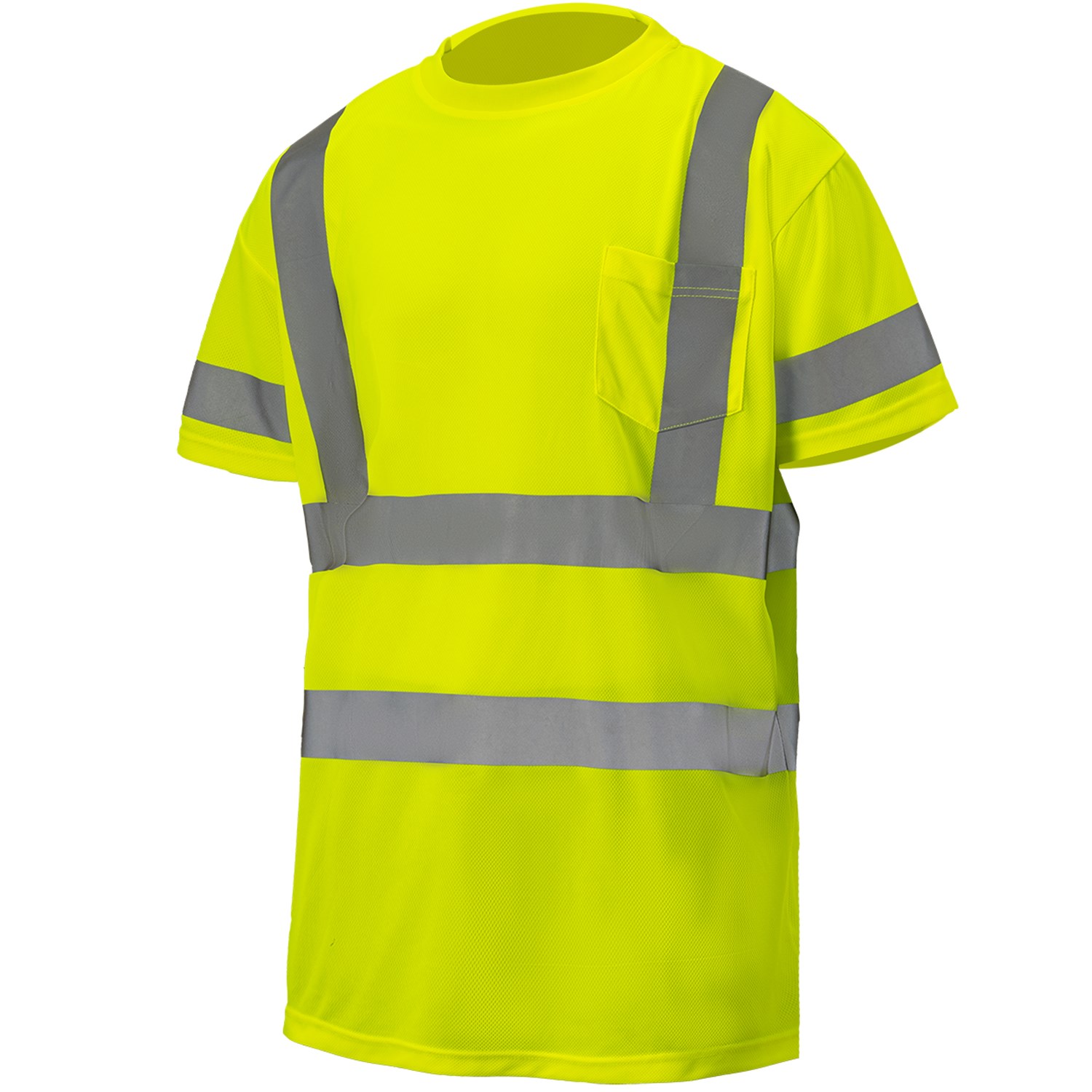 3.8 oz. Polyester Class 3 Double Band Reflective Tape Safety T-Shirt with Pocket 2