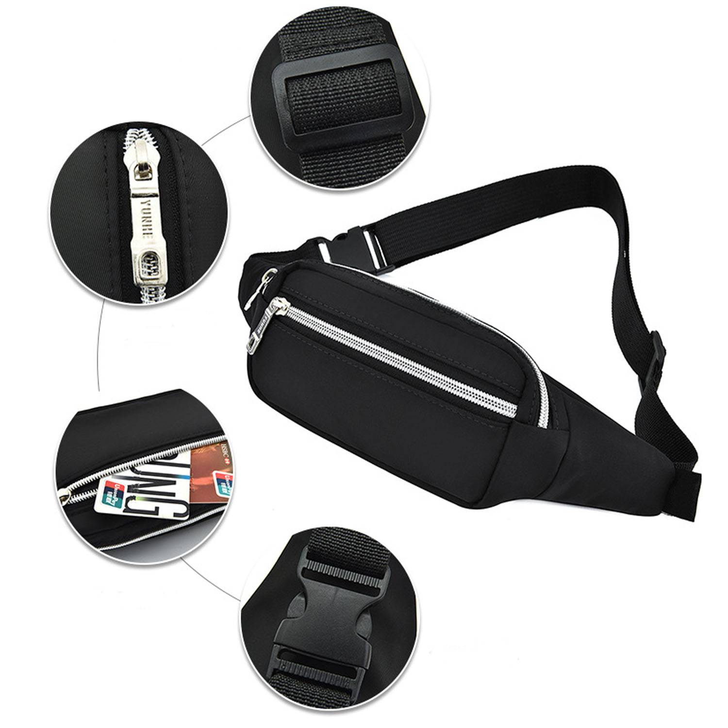 Waterproof Oxford Cloth Zipper Waist Pack Casual Style 4
