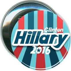 Hillary, Red and Blue Stripes, Political Button 1