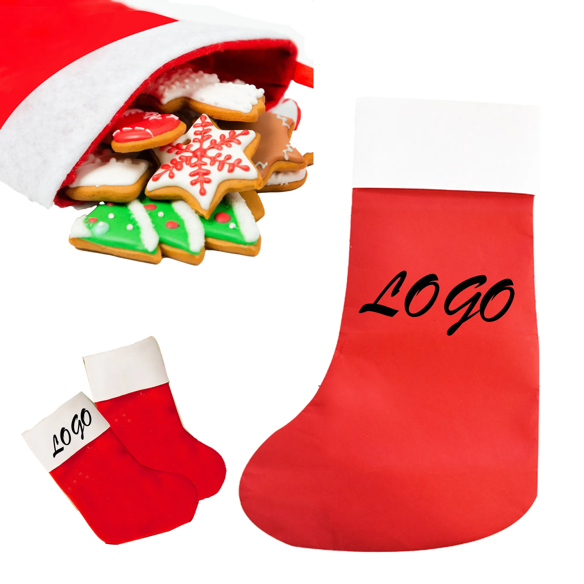 MOQ 30 Felt Christmas Stock Hanging Decorative Gift Bag 6