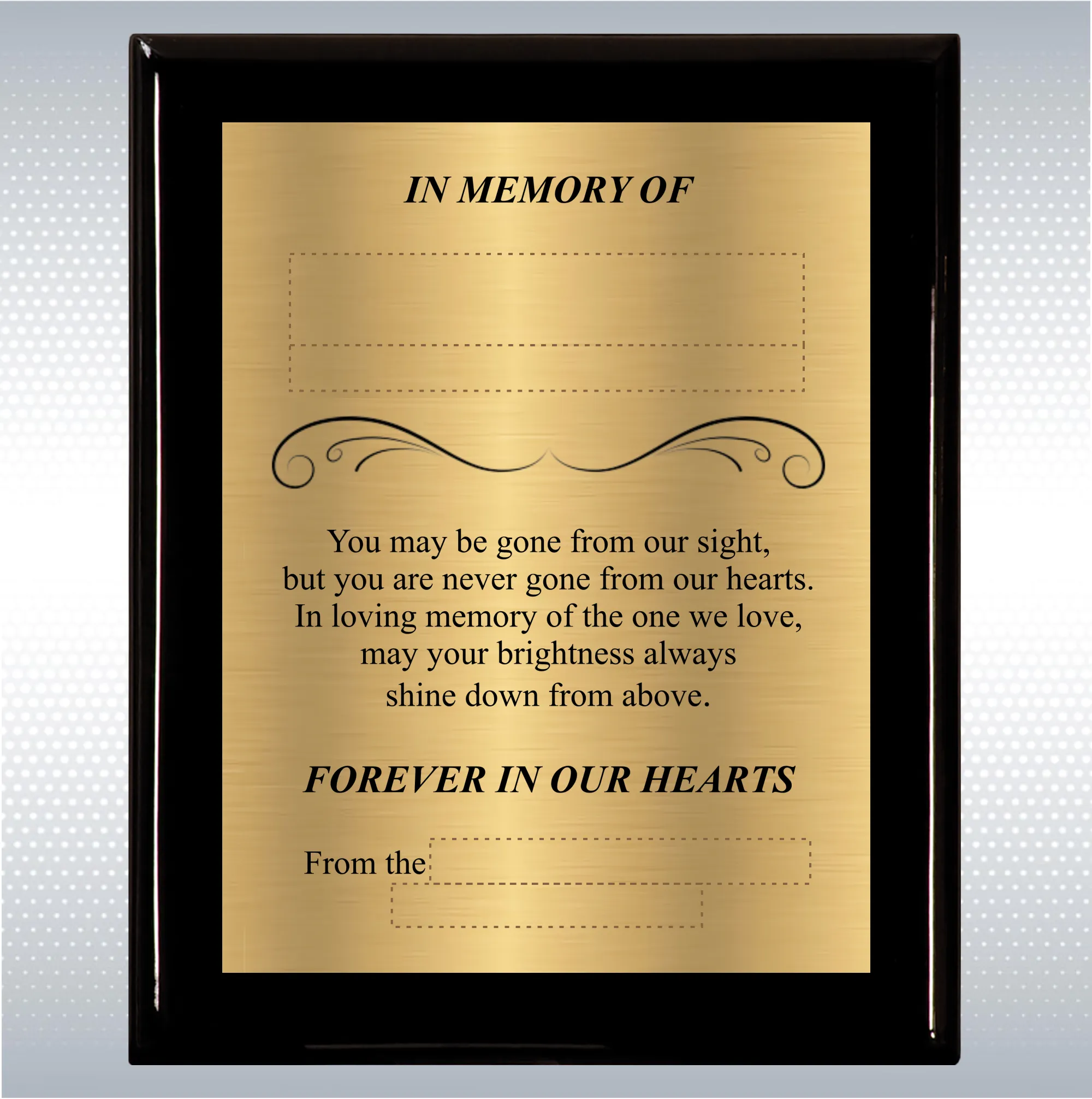 Black Piano Finish Wood Plaque Memorial Gift Award 18
