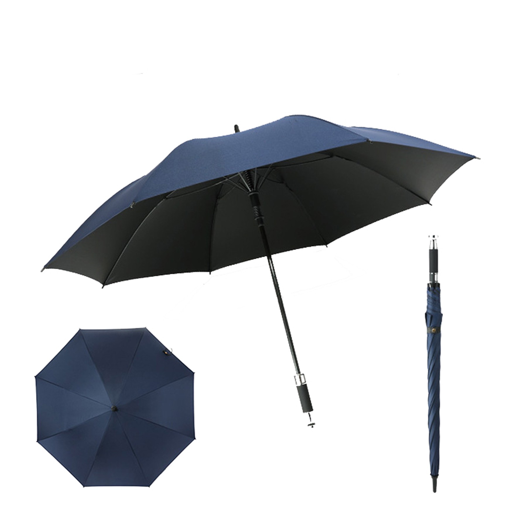 8 Ribs Straight Golf Umbrella with Stylish Silver Handle 2