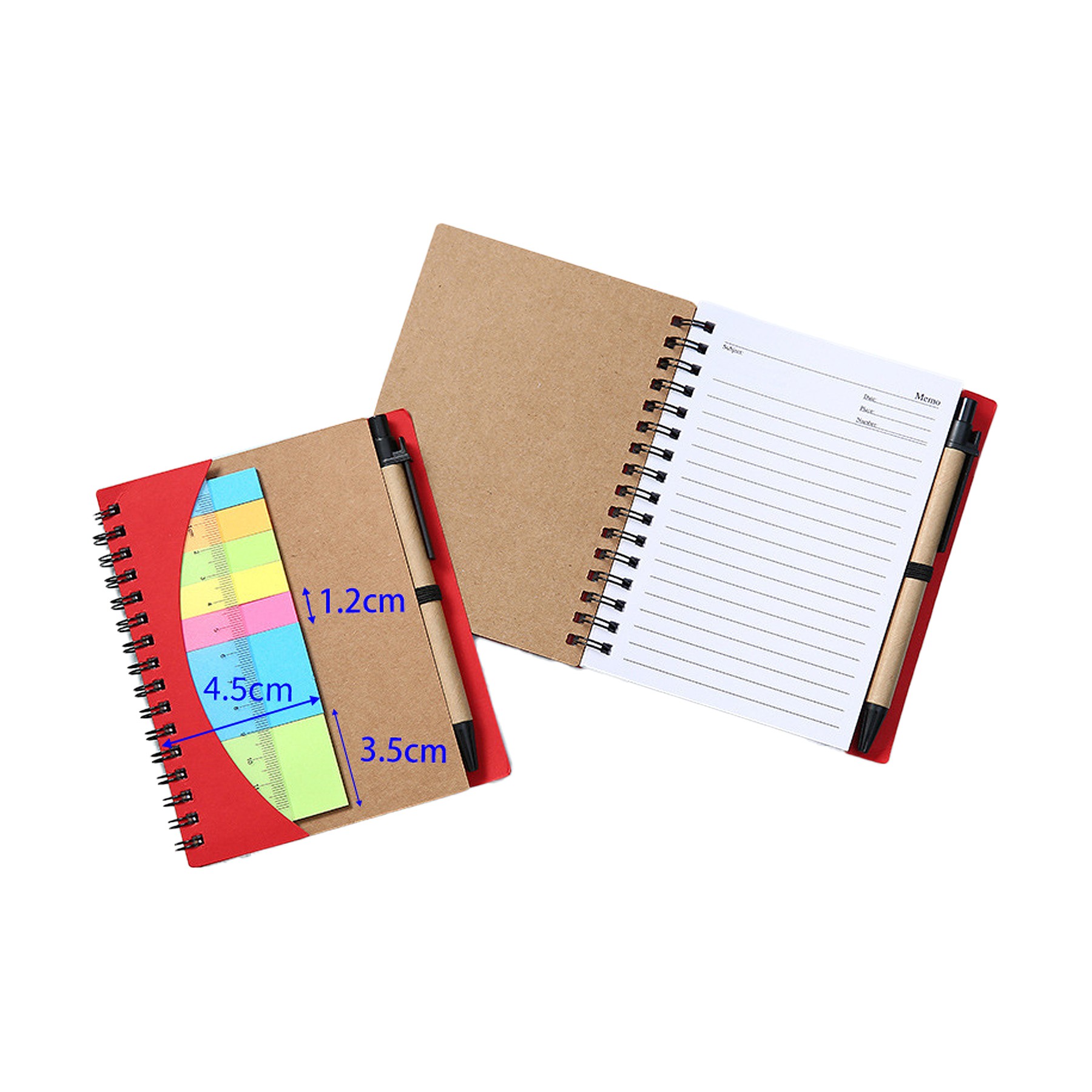 Moq100 Spiral Kraft Cover Notebook With Pen/Sticky Note 7