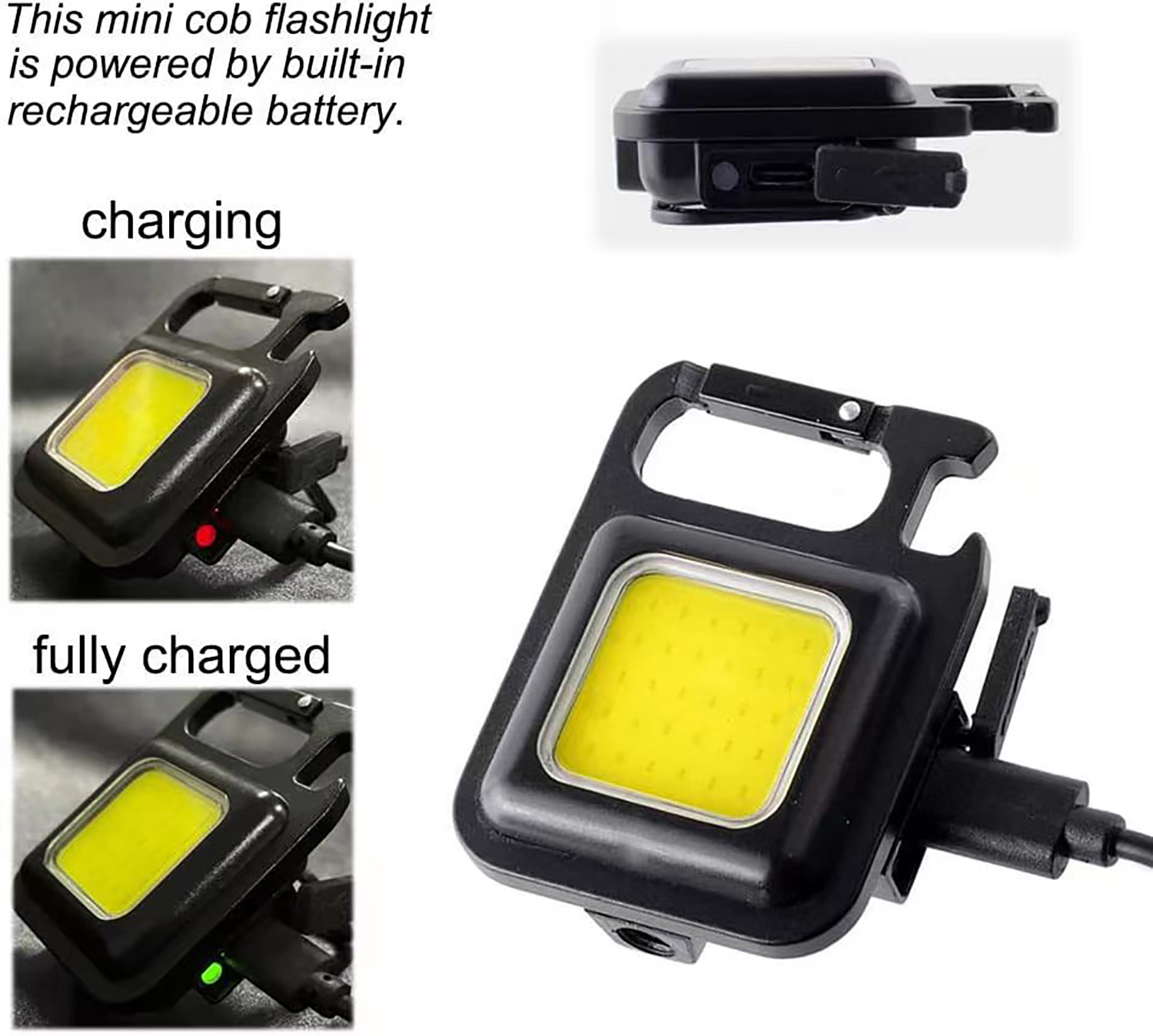 Pocket Led Flashlight with Folding Bracket Bottle Opener and Magnet Base for Running/Finishing 16