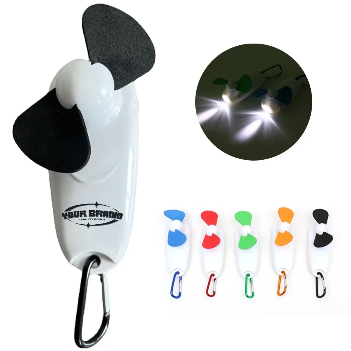 Cute Portable Mini Fan with Light & Carabiner 4