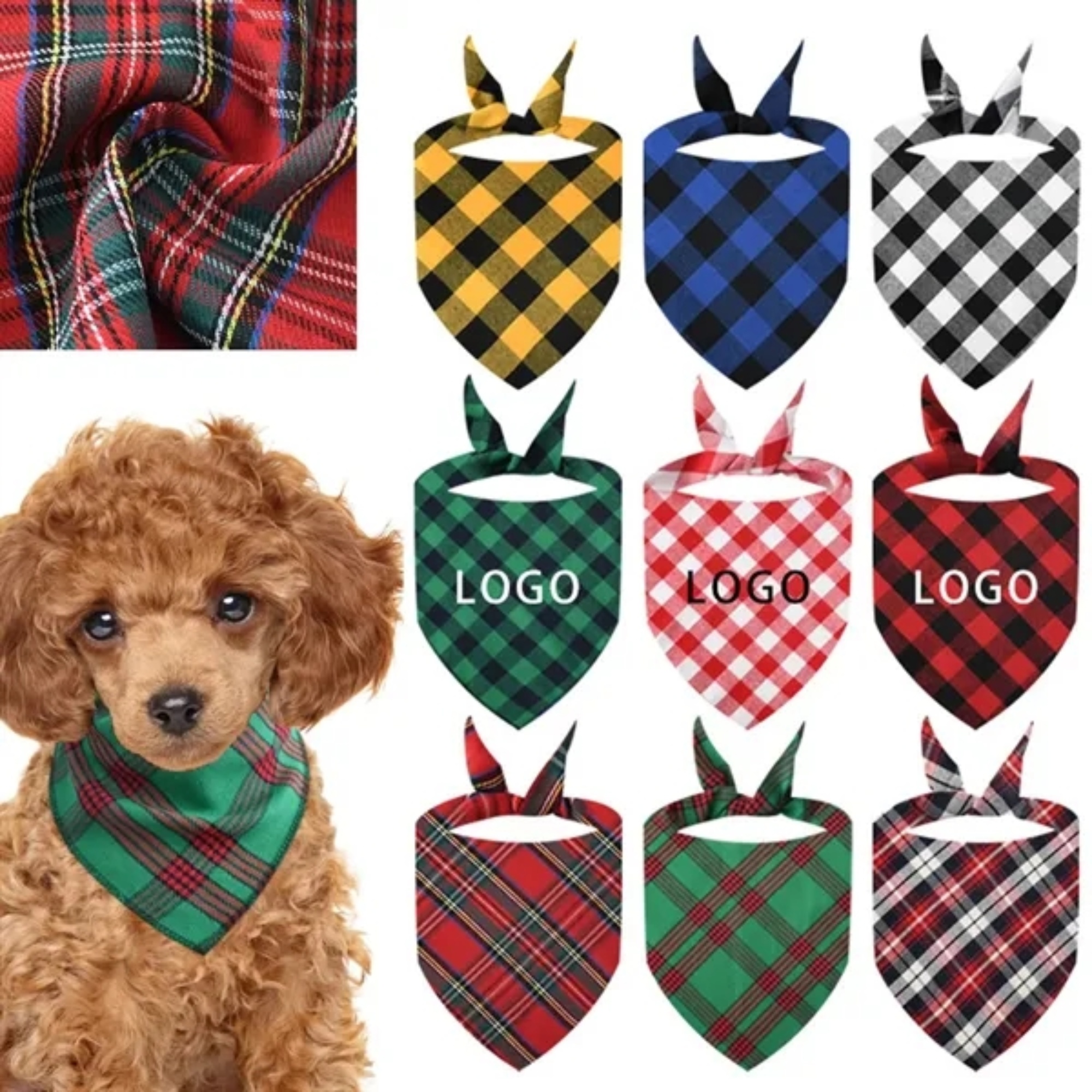Absorbent Plaid Dog Bandana