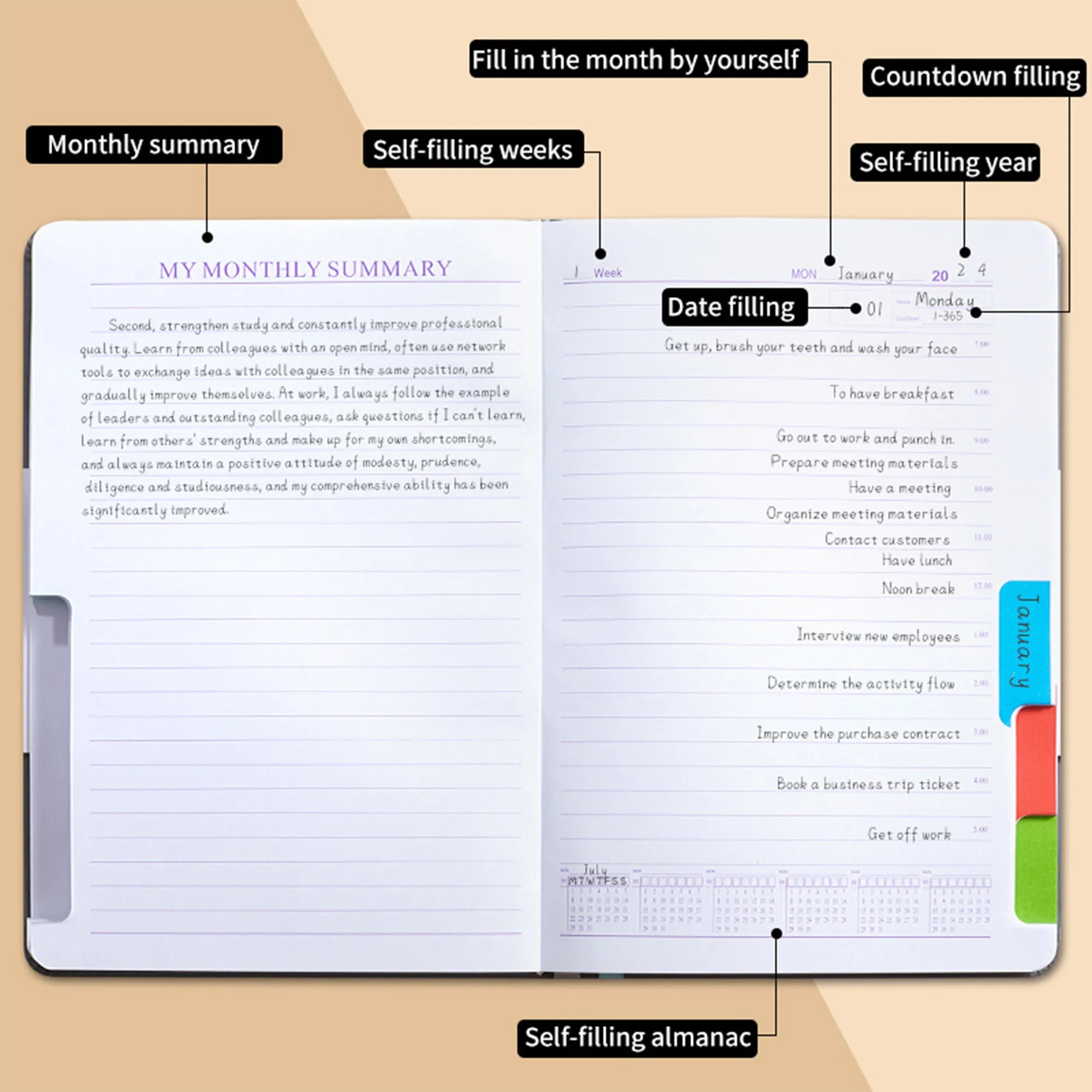 Premium Self Filling Daily Planner No Date A5 Notebook 4