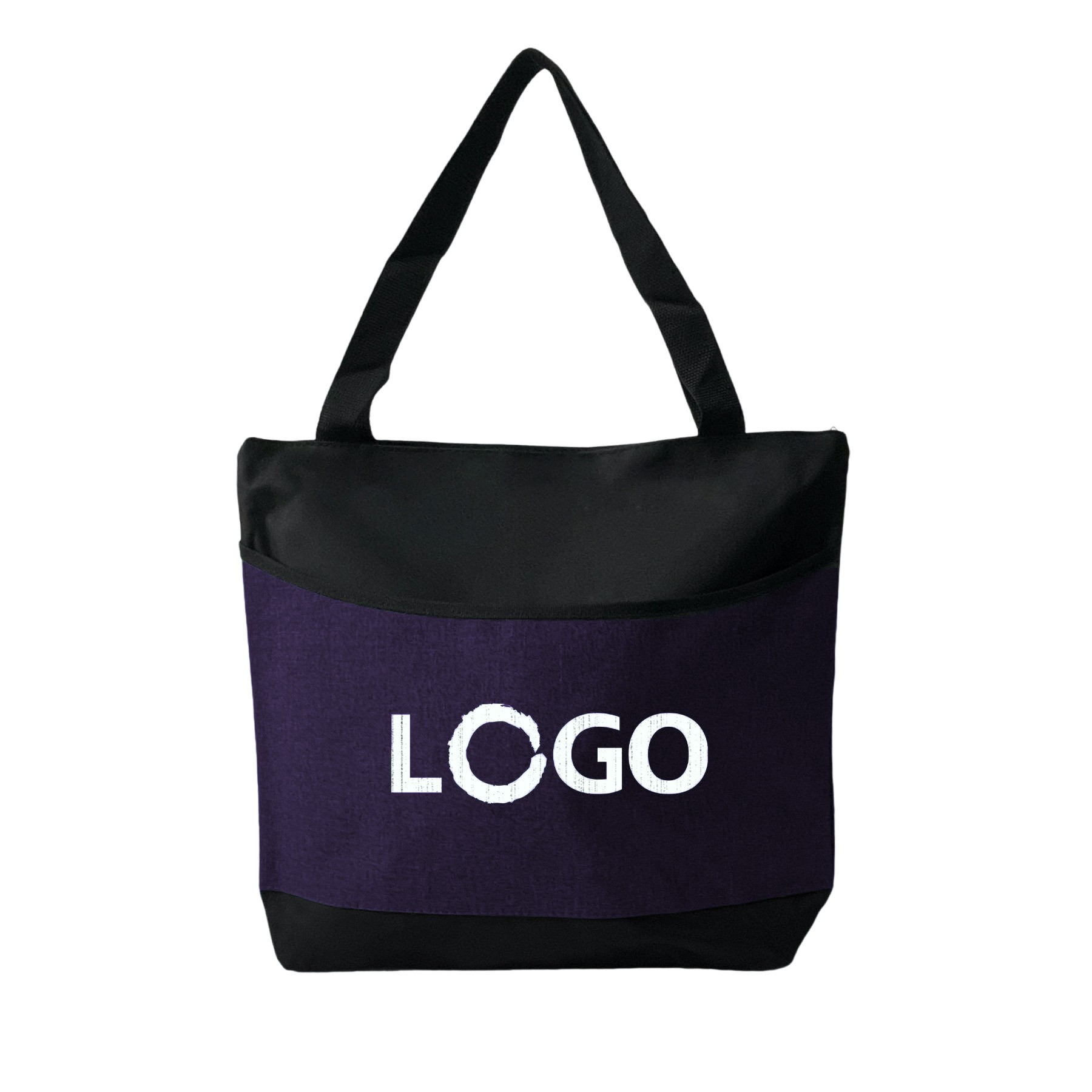 Two-Tone Zippered Tote Bag With Front Pocket 4