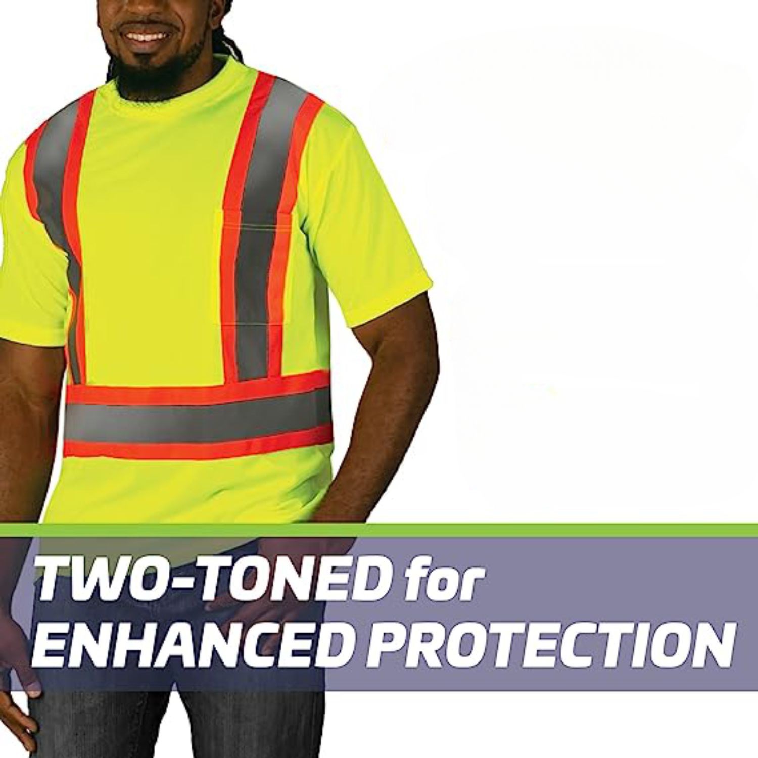 Recycled Class 2 Reflective Cross Back Safety Tee Shirt With Chest Pocket 1
