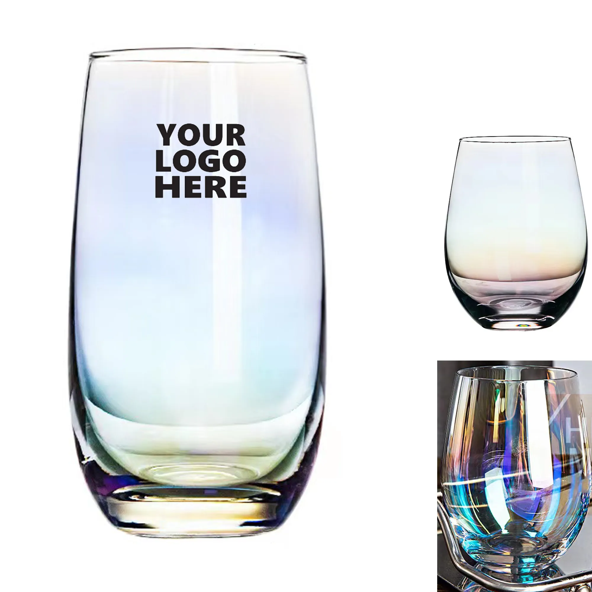 Custom 13 Oz. Electroplated Colorful Egg-shaped Glass Cup