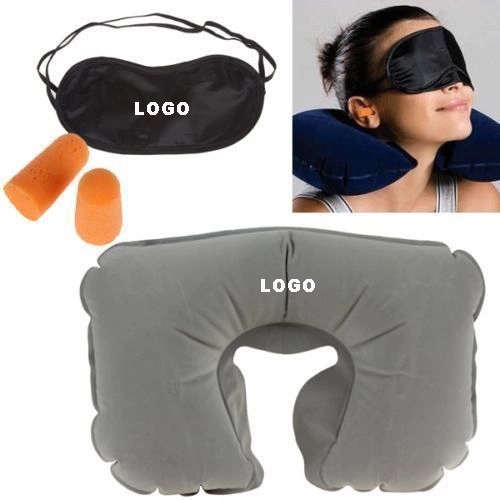 Travel Pillow Kit W/Ear Plugs & Eye Mask 2
