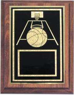6" x 8" Cherry Finish Plaque with a Basketball Plate 2
