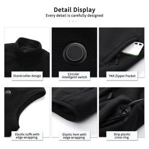 Adjustable Zipper Chain With Fleece Tpu Film Windbreaker Electric Battery Heated Vest 4