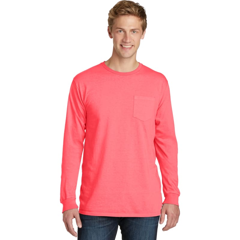 Port & Company Beach Wash Garment-Dyed Long Sleeve Pocket Tee 42
