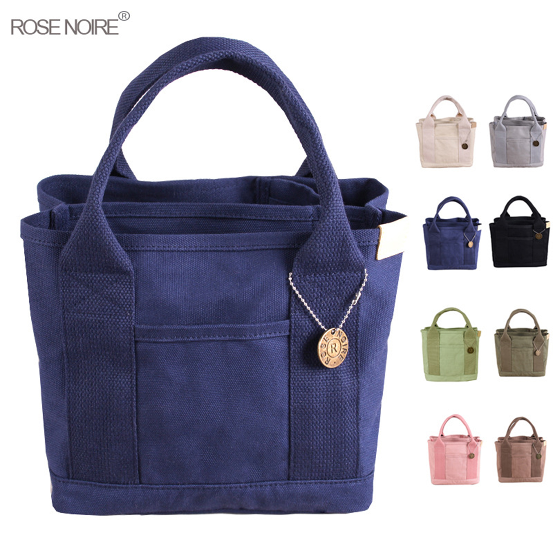Multi-Pocket Canvas Handbag, custom tote bag with logo imprint 2
