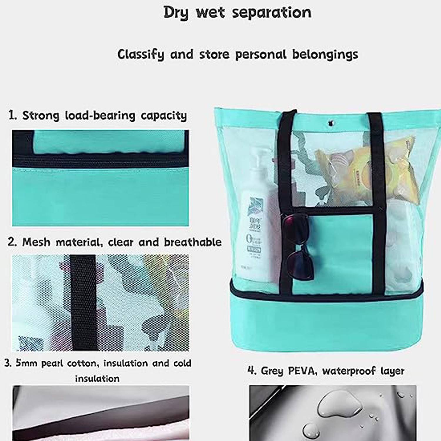Outdoor Picnic One-Shoulder Camping Double-Decker Beach Bag 5